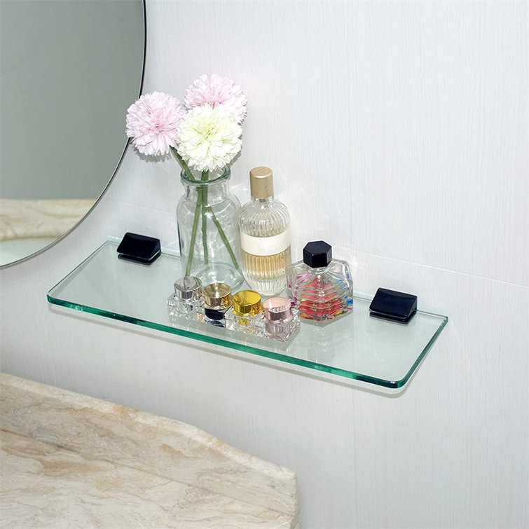 Glass Bathroom Shelf with Black Brackets Semis Online